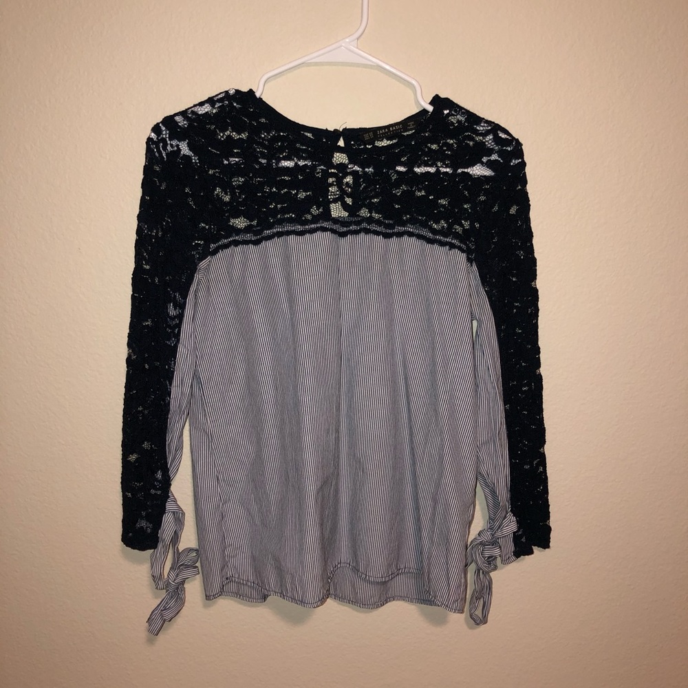 Zara half laced top with wrap bow detail